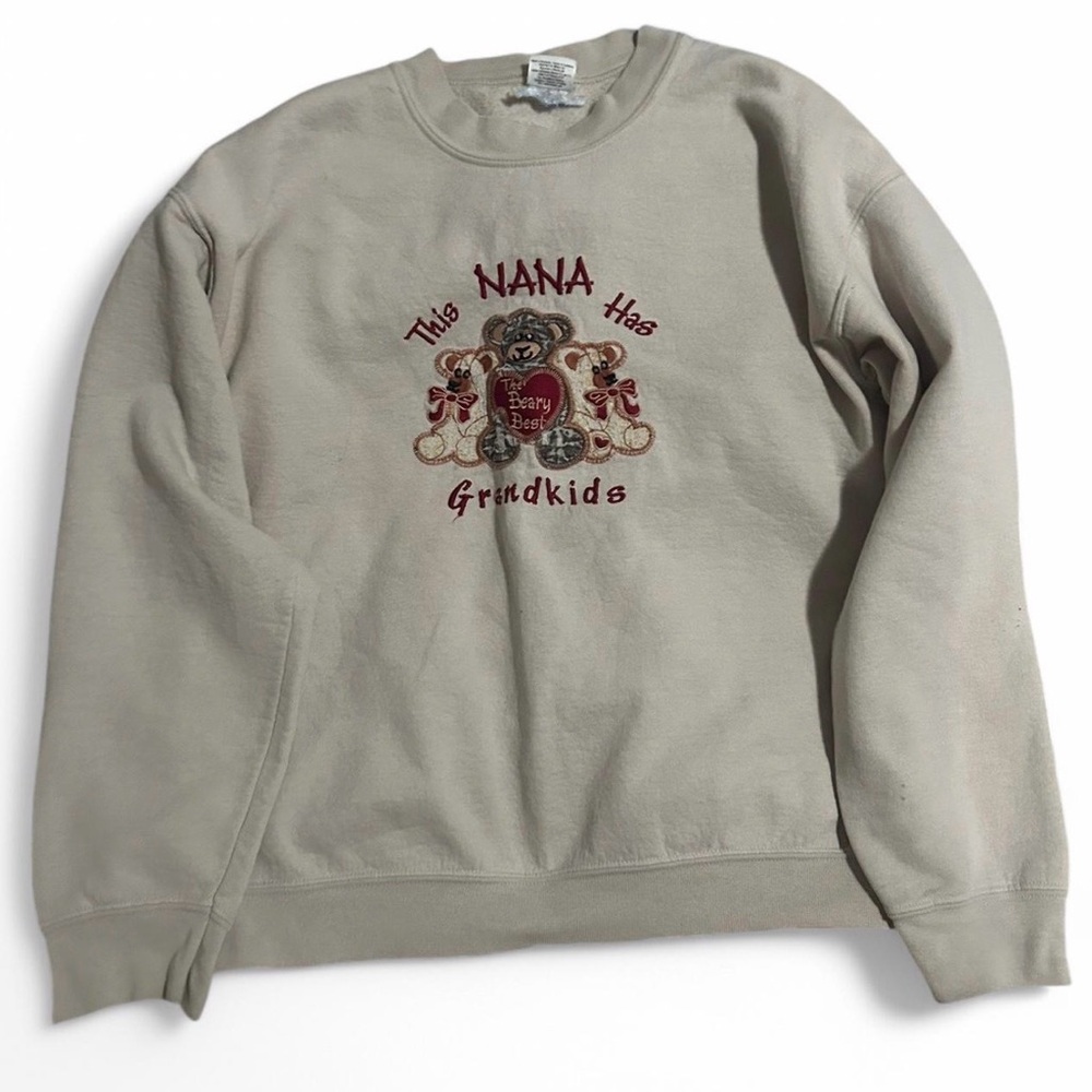 Cream embroidered grandma teddy bear sweatshirt